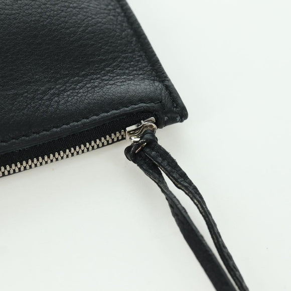 BALENCIAGA Clutch Bag Leather Black Silver Auth 173393A