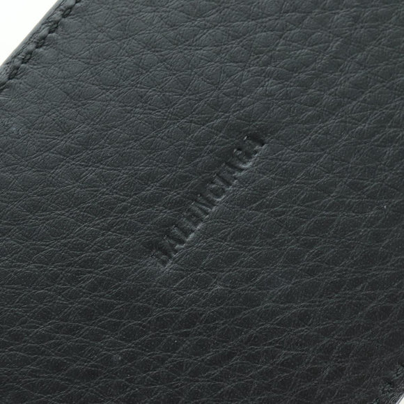 BALENCIAGA Clutch Bag Leather Black Silver Auth 173393A