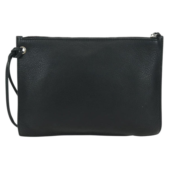 BALENCIAGA Clutch Bag Leather Black Silver Auth 173393A