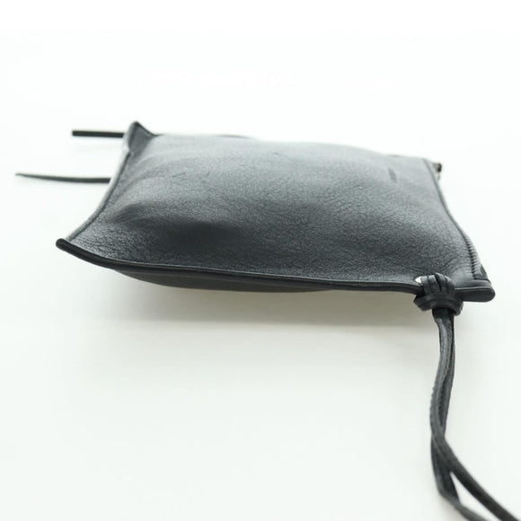 BALENCIAGA Clutch Bag Leather Black Silver Auth 173393A
