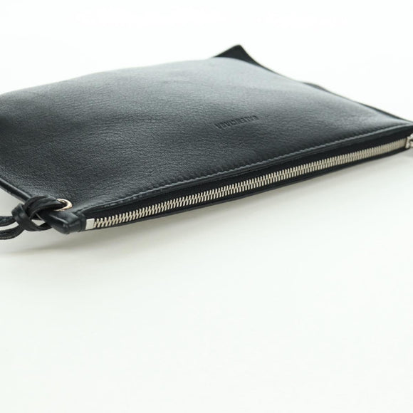BALENCIAGA Clutch Bag Leather Black Silver Auth 173393A