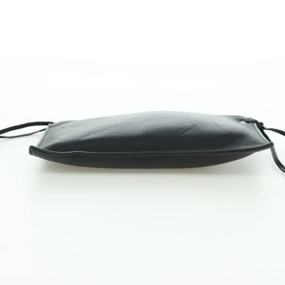 BALENCIAGA Clutch Bag Leather Black Silver Auth 173393A