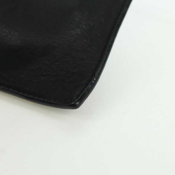 BALENCIAGA Clutch Bag Leather Black Silver Auth 173393A