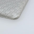 GUCCI Micro GG Canvas Guccissima Pouch Leather Silver 281982 Auth 173400V-16