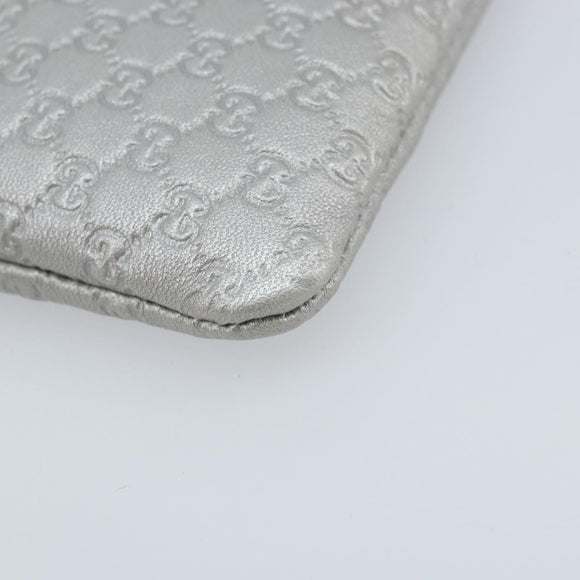 GUCCI Micro GG Canvas Guccissima Pouch Leather Silver 281982 Auth 173400V