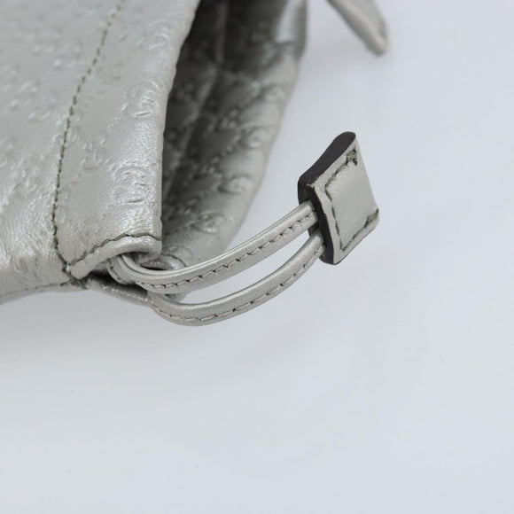 GUCCI Micro GG Canvas Guccissima Pouch Leather Silver 281982 Auth 173400V