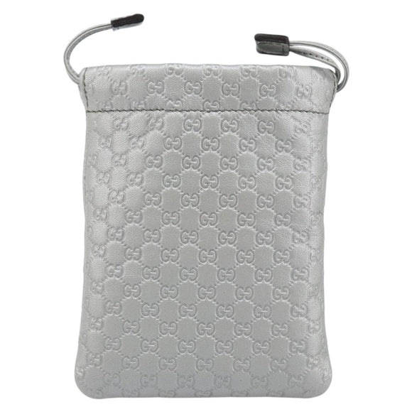 GUCCI Micro GG Canvas Guccissima Pouch Leather Silver 281982 Auth 173400V
