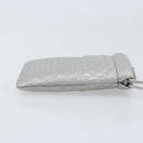 GUCCI Micro GG Canvas Guccissima Pouch Leather Silver 281982 Auth 173400V-3
