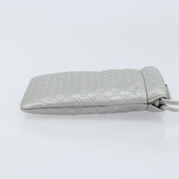 GUCCI Micro GG Canvas Guccissima Pouch Leather Silver 281982 Auth 173400V