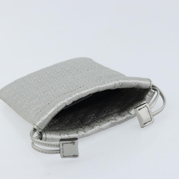 GUCCI Micro GG Canvas Guccissima Pouch Leather Silver 281982 Auth 173400V