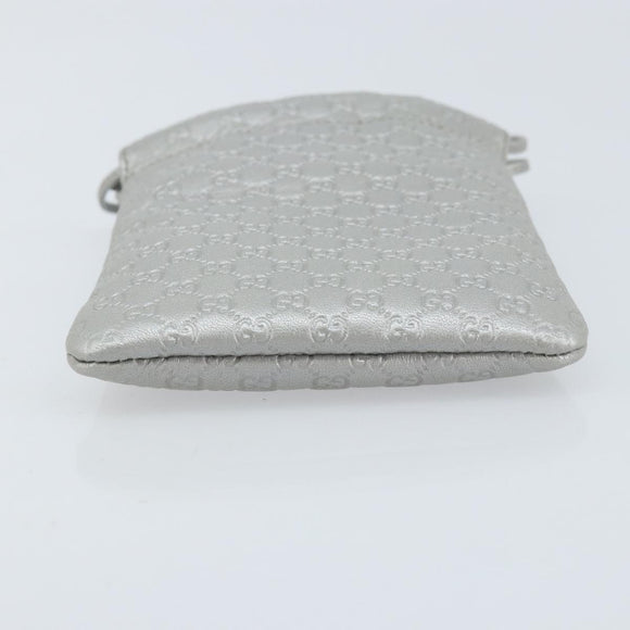 GUCCI Micro GG Canvas Guccissima Pouch Leather Silver 281982 Auth 173400V