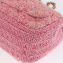 CHANEL Mini Matelasse 15 Chain Shoulder Bag Wool Pink Gold CC Auth 173407SAM-14