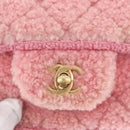CHANEL Mini Matelasse 15 Chain Shoulder Bag Wool Pink Gold CC Auth 173407SAM-15