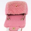 CHANEL Mini Matelasse 15 Chain Shoulder Bag Wool Pink Gold CC Auth 173407SAM-16