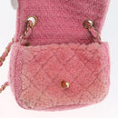 CHANEL Mini Matelasse 15 Chain Shoulder Bag Wool Pink Gold CC Auth 173407SAM-18