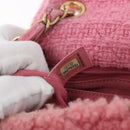 CHANEL Mini Matelasse 15 Chain Shoulder Bag Wool Pink Gold CC Auth 173407SAM-27