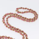 CHANEL Mini Matelasse 15 Chain Shoulder Bag Wool Pink Gold CC Auth 173407SAM-9