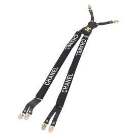 CHANEL Suspenders Canvas Black CC Auth 173409V - 0