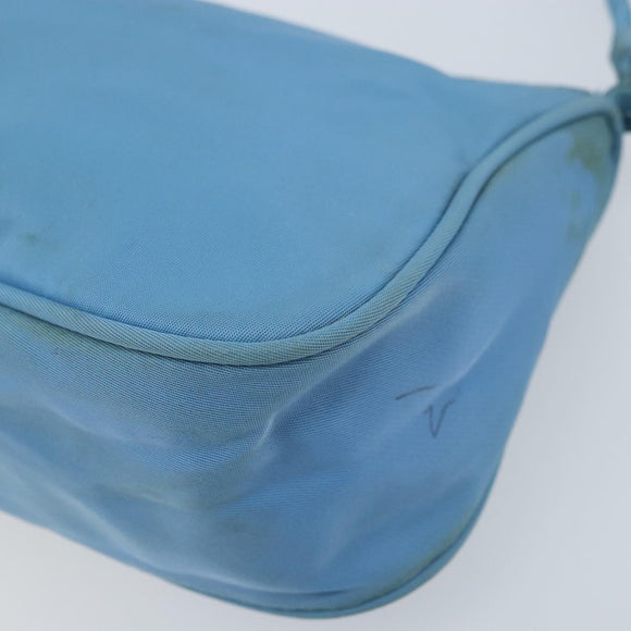 PRADA Accessory Pouch Nylon Light Blue Silver Auth 173414