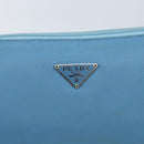 PRADA Accessory Pouch Nylon Light Blue Silver Auth 173414-17