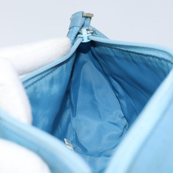 PRADA Accessory Pouch Nylon Light Blue Silver Auth 173414