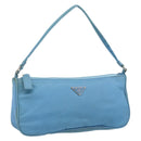 PRADA Accessory Pouch Nylon Light Blue Silver Auth 173414-1