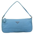 PRADA Accessory Pouch Nylon Light Blue Silver Auth 173414-13