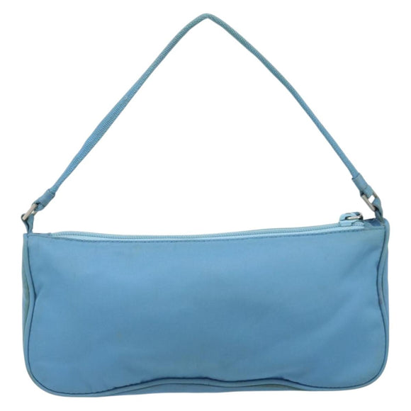 PRADA Accessory Pouch Nylon Light Blue Silver Auth 173414
