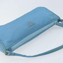PRADA Accessory Pouch Nylon Light Blue Silver Auth 173414-6