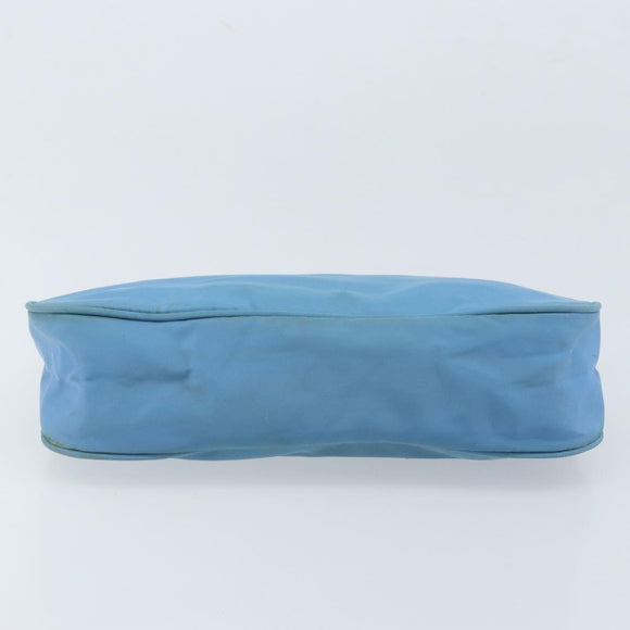 PRADA Accessory Pouch Nylon Light Blue Silver Auth 173414