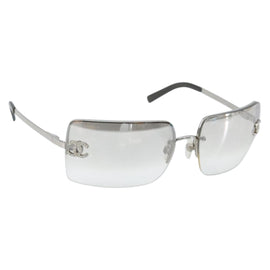 CHANEL COCO Mark Sunglasses metal Silver 4092-B CC Auth 173415V