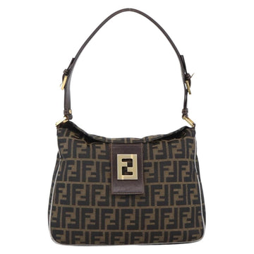 FENDI Zucca Canvas Shoulder Bag Brown Black Auth 173418 - 0