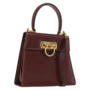 Salvatore Ferragamo Gancini Hand Bag Leather 2way Brown Gold Auth 173424-1