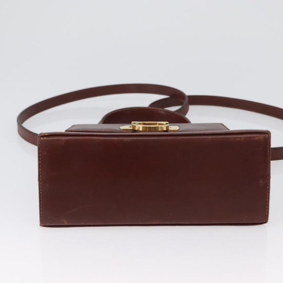 Salvatore Ferragamo Gancini Hand Bag Leather 2way Brown Gold Auth 173424