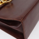 Salvatore Ferragamo Gancini Hand Bag Leather 2way Brown Gold Auth 173424-12