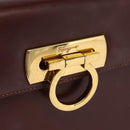 Salvatore Ferragamo Gancini Hand Bag Leather 2way Brown Gold Auth 173424-16