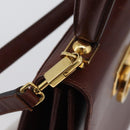 Salvatore Ferragamo Gancini Hand Bag Leather 2way Brown Gold Auth 173424-17