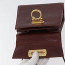 Salvatore Ferragamo Gancini Hand Bag Leather 2way Brown Gold Auth 173424-18