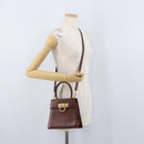 Salvatore Ferragamo Gancini Hand Bag Leather 2way Brown Gold Auth 173424-28