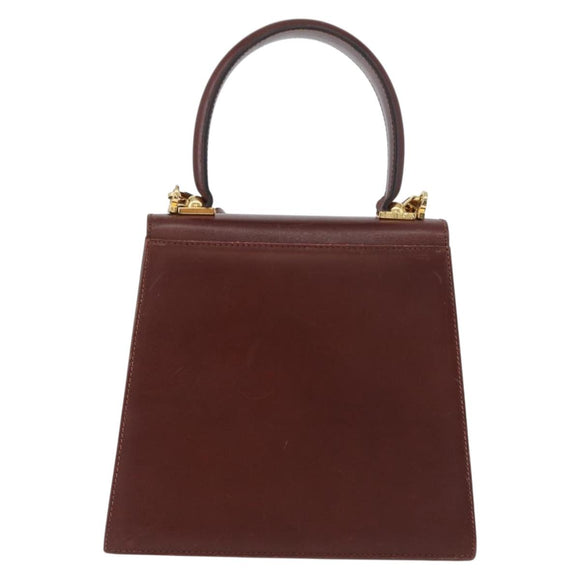 Salvatore Ferragamo Gancini Hand Bag Leather 2way Brown Gold Auth 173424