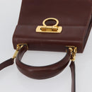 Salvatore Ferragamo Gancini Hand Bag Leather 2way Brown Gold Auth 173424-6