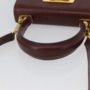 Salvatore Ferragamo Gancini Hand Bag Leather 2way Brown Gold Auth 173424-7