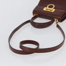 Salvatore Ferragamo Gancini Hand Bag Leather 2way Brown Gold Auth 173424-9
