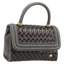 BALLY Hand Bag Leather Dark Brown Gold Auth 173425-1