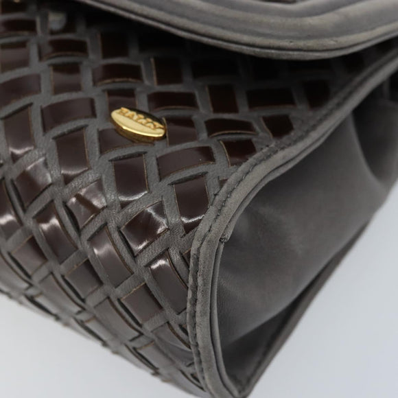 BALLY Hand Bag Leather Dark Brown Gold Auth 173425