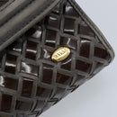 BALLY Hand Bag Leather Dark Brown Gold Auth 173425-14