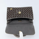 BALLY Hand Bag Leather Dark Brown Gold Auth 173425-15