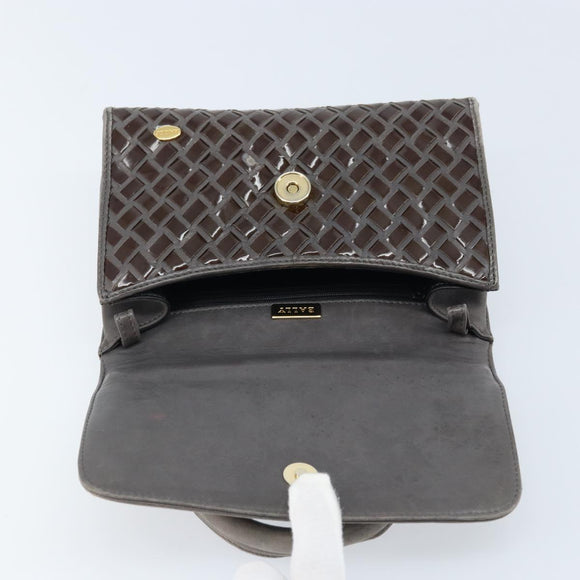 BALLY Hand Bag Leather Dark Brown Gold Auth 173425