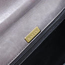 BALLY Hand Bag Leather Dark Brown Gold Auth 173425-16
