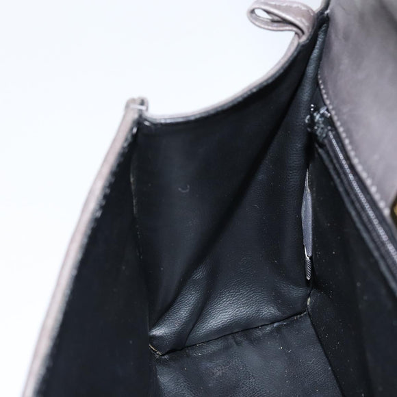 BALLY Hand Bag Leather Dark Brown Gold Auth 173425